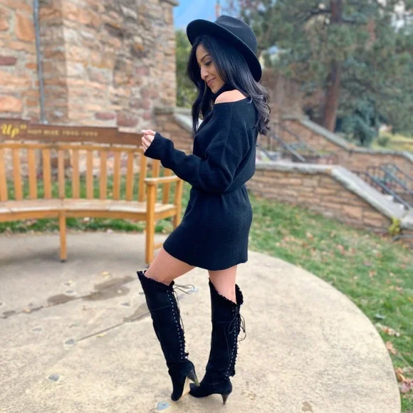 black cut out sweater dress $89 Inc International Concepts Women's Black Cut-Out Sweater Dress Size XXL